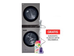Combo Torre de Lavado Eléctrica LG WK22VS6PE 22 Kg | Incluye Plancha a Vapor y Suavizante
